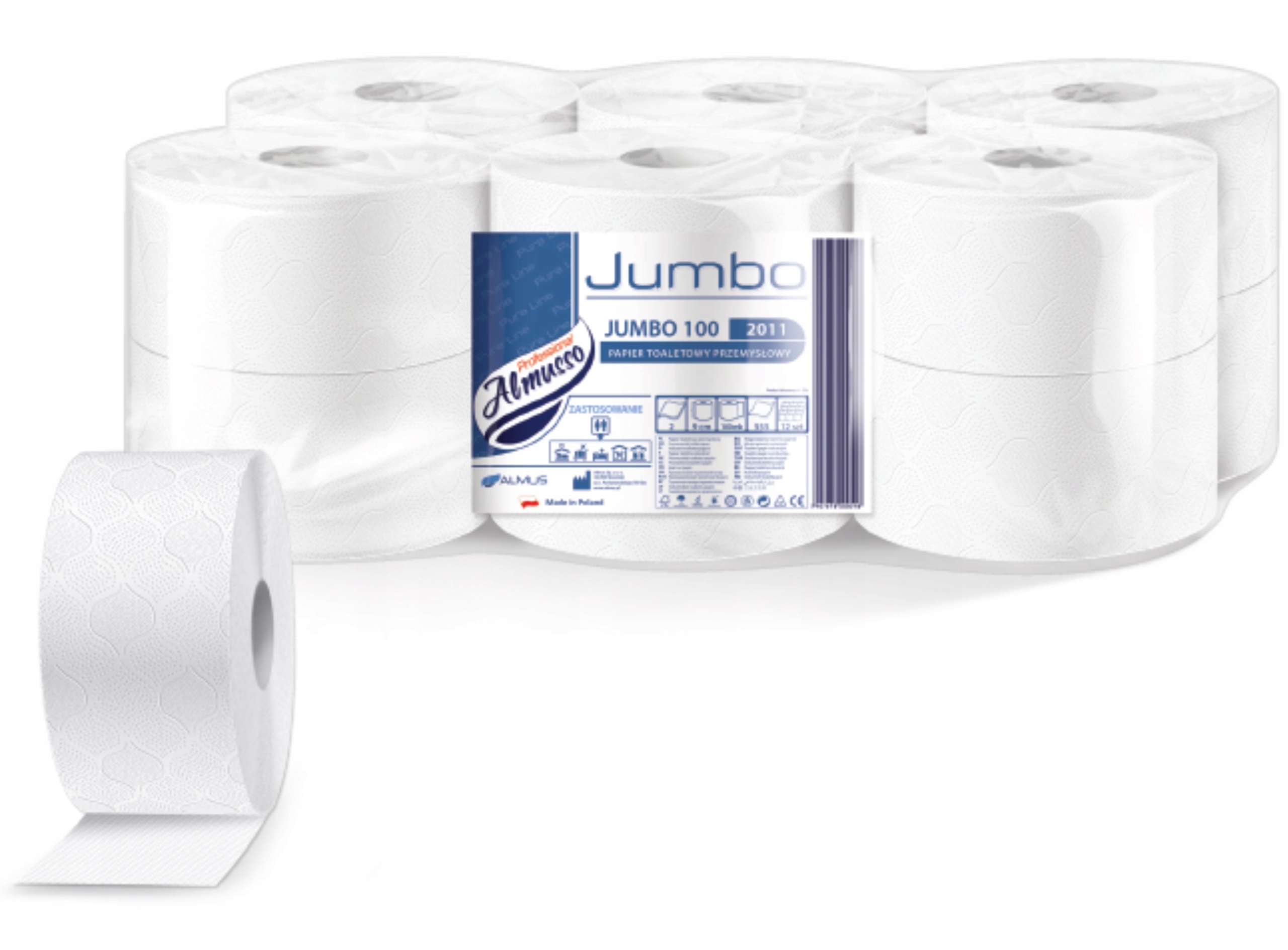 

Papier toaletowy Jumbo biały 2warstwy 12 szt gruby