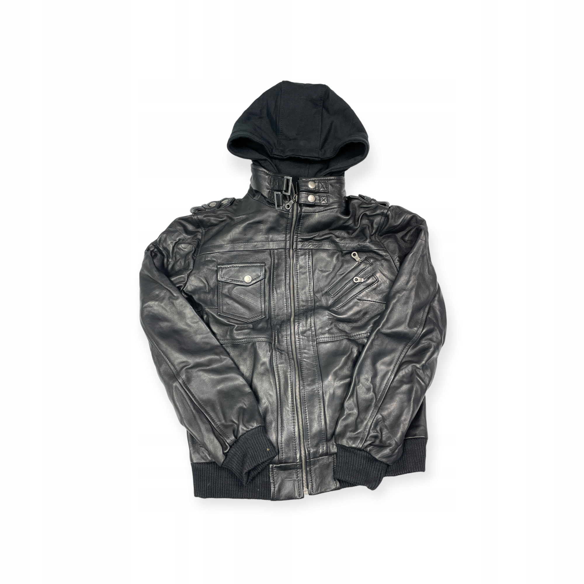 Dámská kožená bunda kapuce Real Leather M