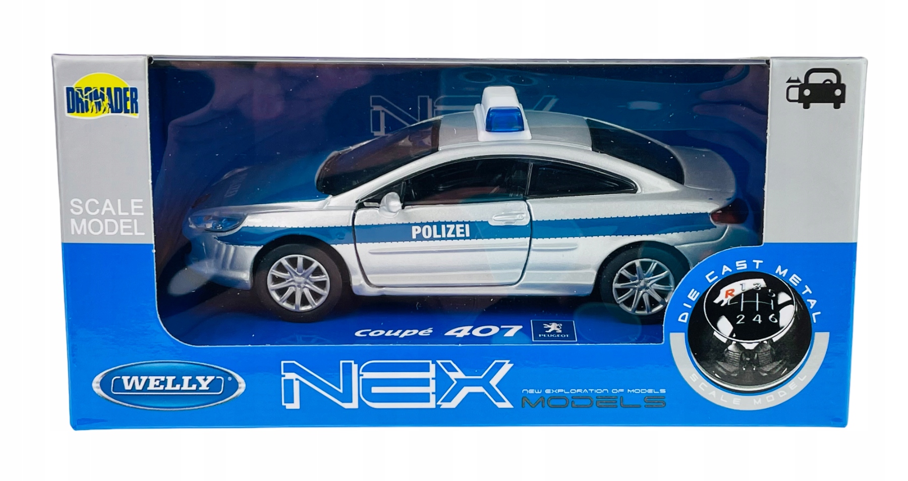 WELLY PEUGEOT 407 COUPE POLLICJA 1:34 NOWY METAL Model PEUGEOT 407
