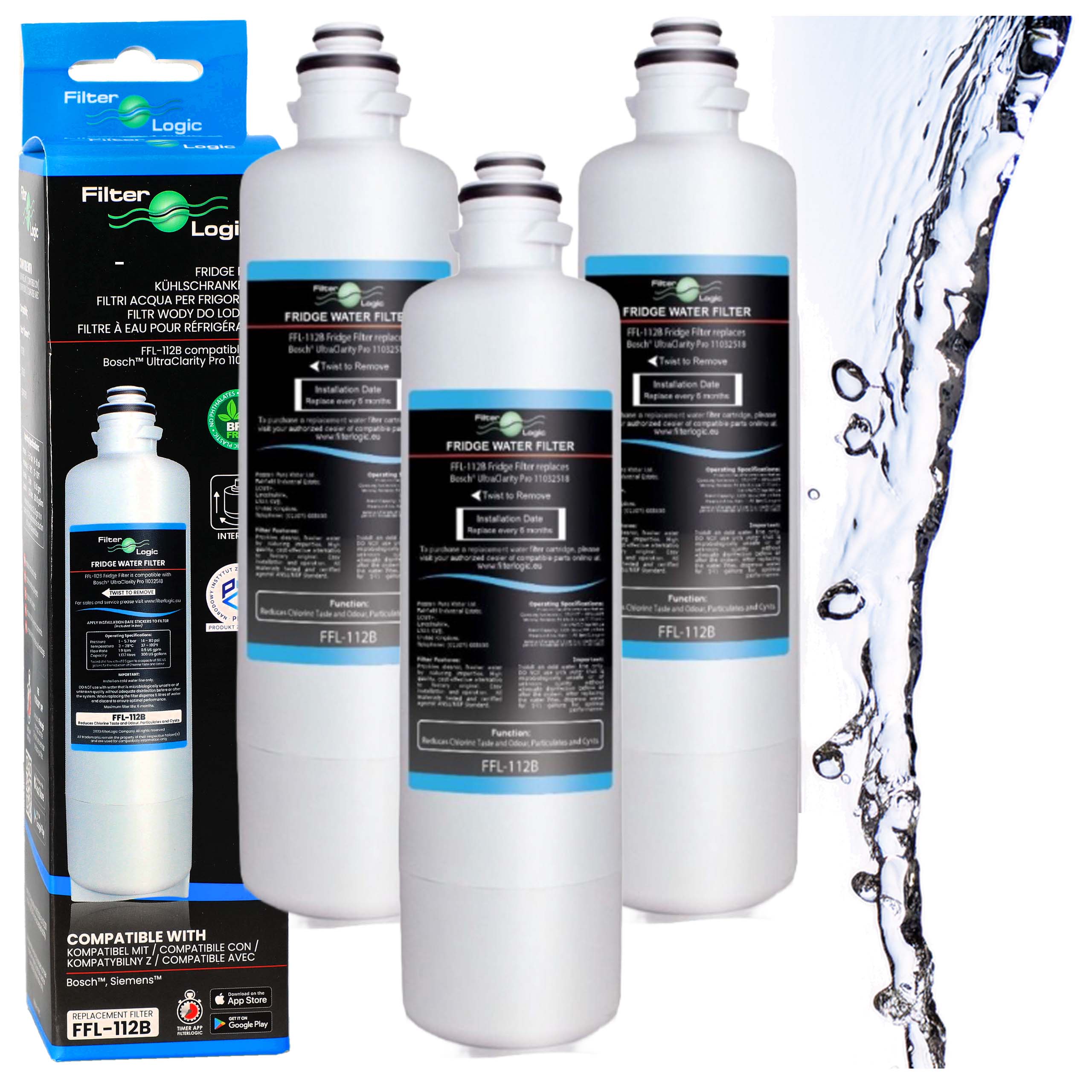 3 szt Filtr wody do lodówki Bosch UltraClarity Pro 11032518 zamiennik