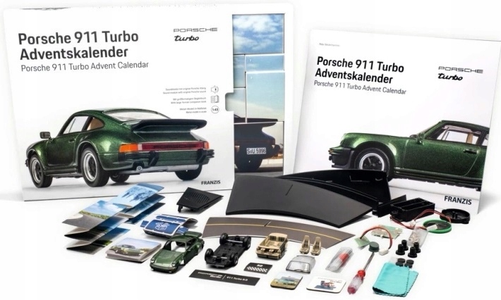 Set Porsche 911 Turbo adventný kalendár 1:43 oak green Franzis 1:43