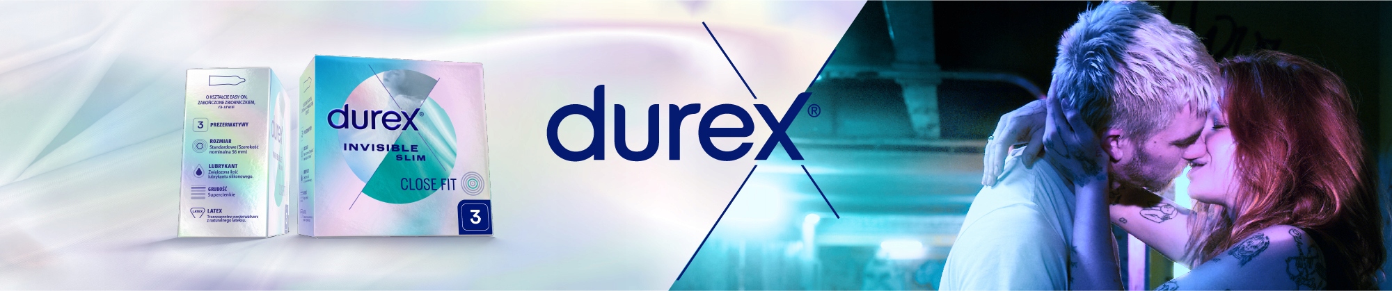 DUREX Invisible Close Fit prezerwatywy dopasowane 3 sztuki Przylegające Rodzaj cienkie