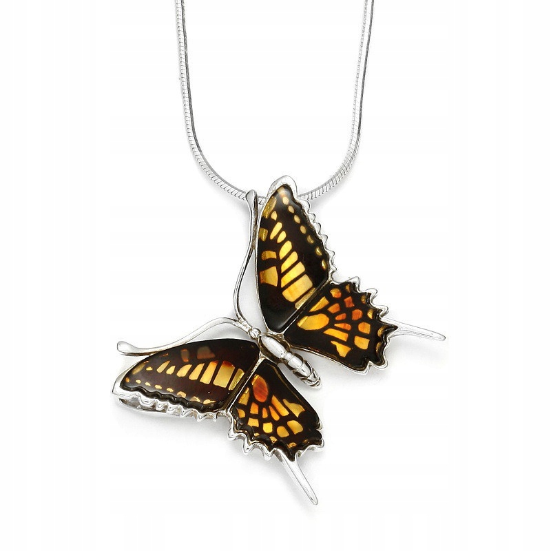 Dámský přívěsek Harf stříbro 925 jantar motýl