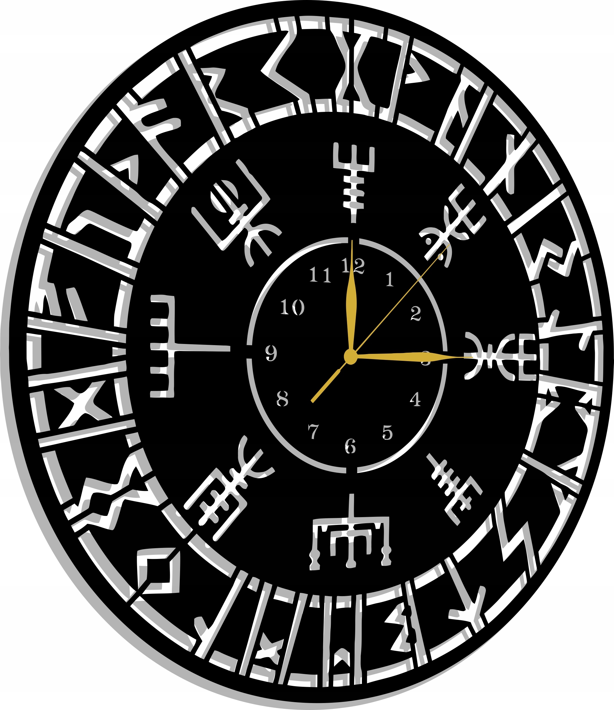 Hodiny Severské Runy Vikingský Kompas 50 CM Dárek