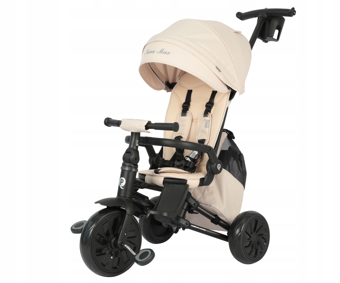 Qplay Rowerek Trójkołowy Nova Max Beige spacerówka 2w1