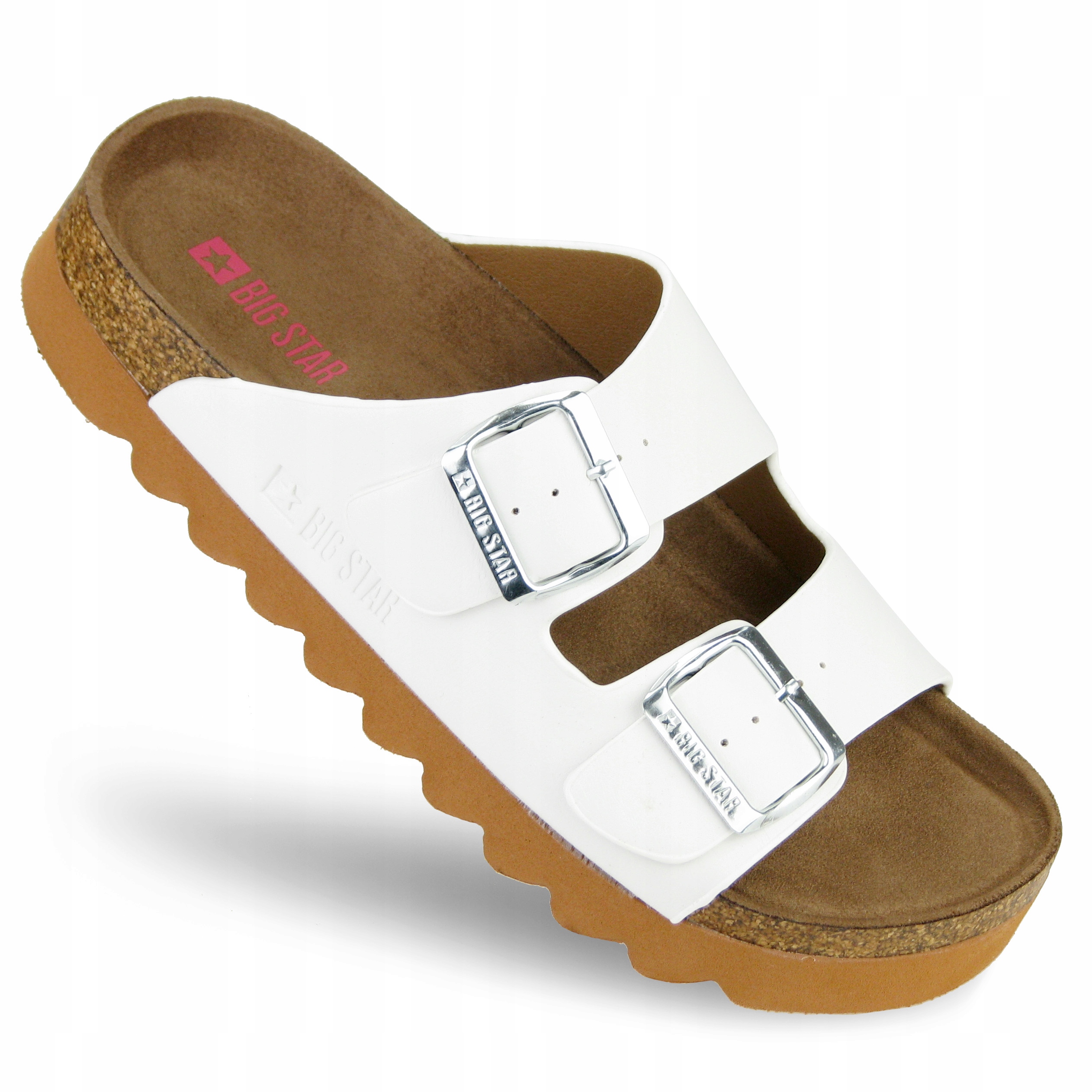 Klapki Damskie korkowe Regulowane Paski Big Star LL274480 białe 41