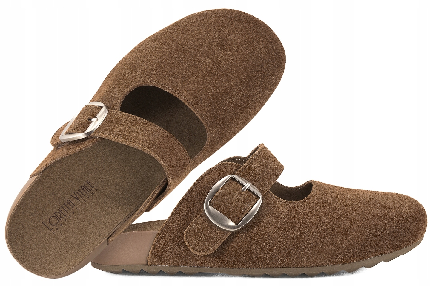 Loretta Vitale W5351 Barefoot Kožené Nazouváky Plné Semišové coffe Bronz 36