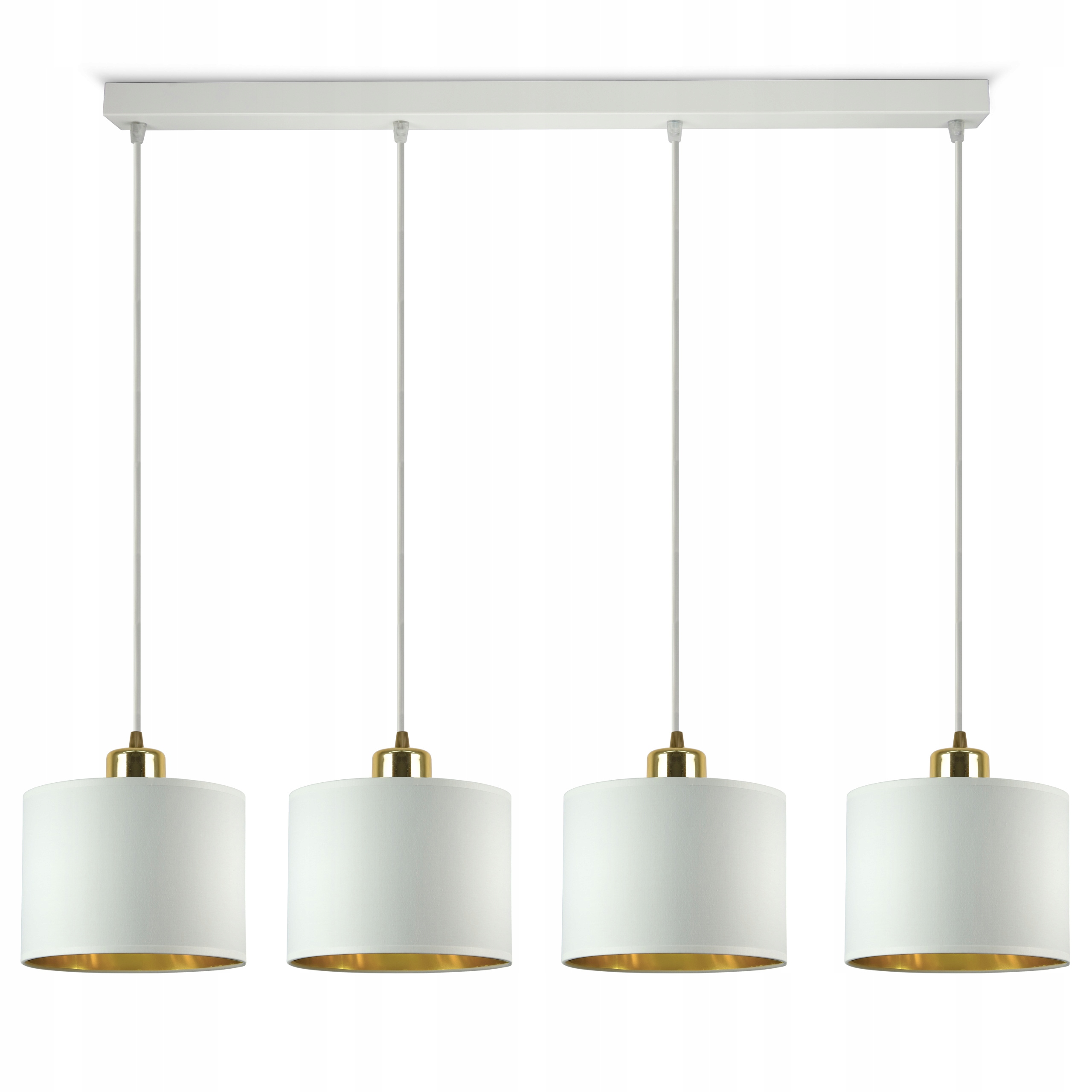 

Lampa Wisząca Żyrandol Abażury Biały Złoty Led