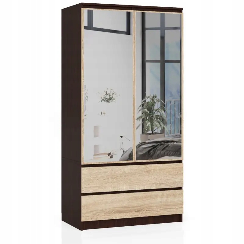 Szafa do sypialni wenge sonoma 90 cm z lustrem