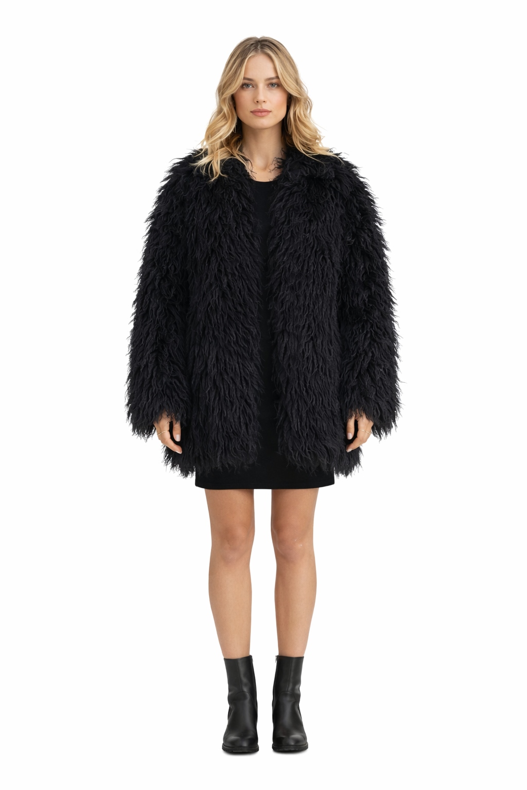 Černá Krátká Kožešinová Bunda Oversize M/L I4A