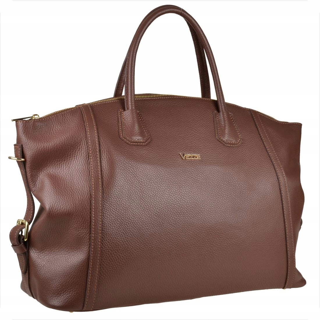 Velmi velká hnědá kožená kabelka shopper bag XXL víkendová