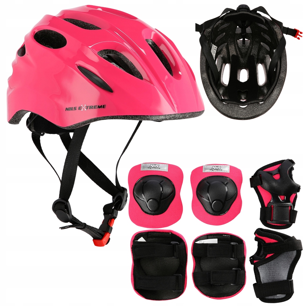 Kask Rowerowy Z Regulacją 48-52 cm Ochraniacze Zestaw Dla Dziecka Nils Xs