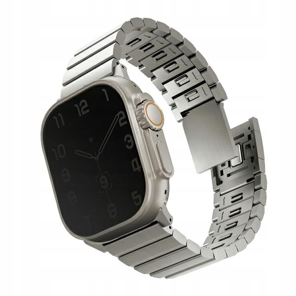 Pásek Uniq Strova Mag pro Apple Watch 42/44/45/49 mm Stainless Steel, titanový