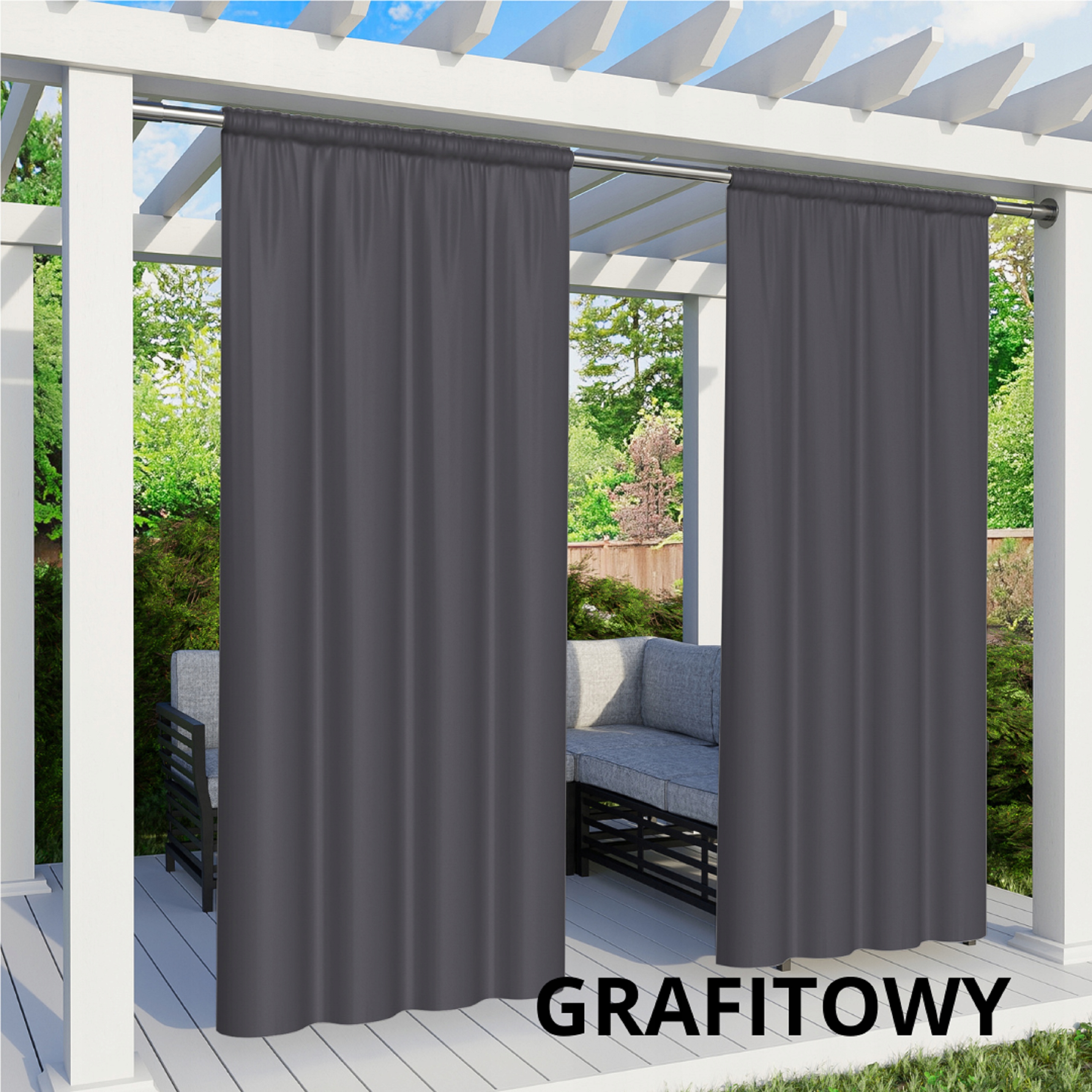 ZASŁONY WODOODPORNE OGRODOWE 155x180 NA TARAS ZASŁONA Z TUNELEM ZEWNĘTRZNA Szerokość 1.55 m