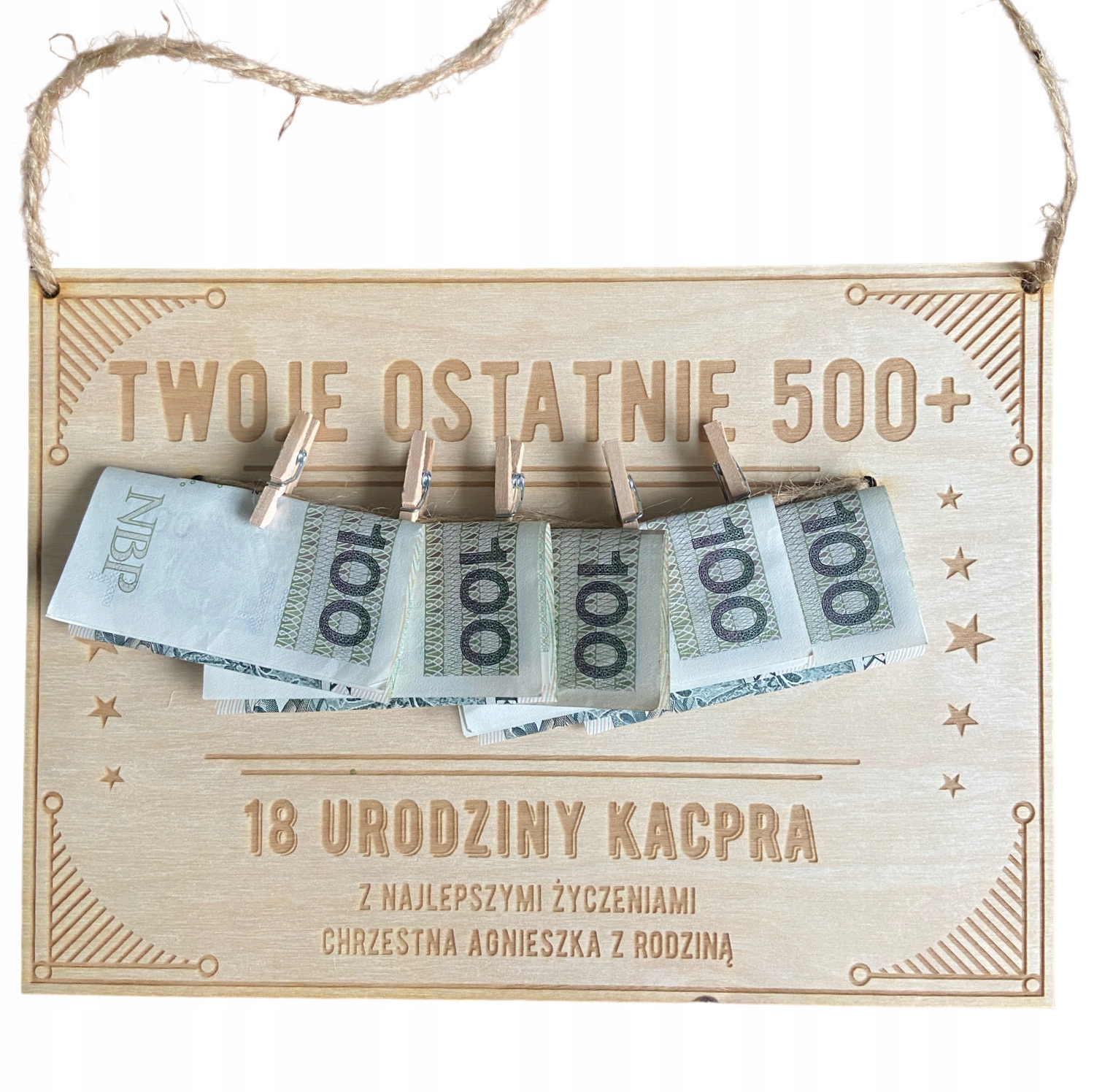 

na Osiemnastkę Twoje Ostatnie 500+ Kartka