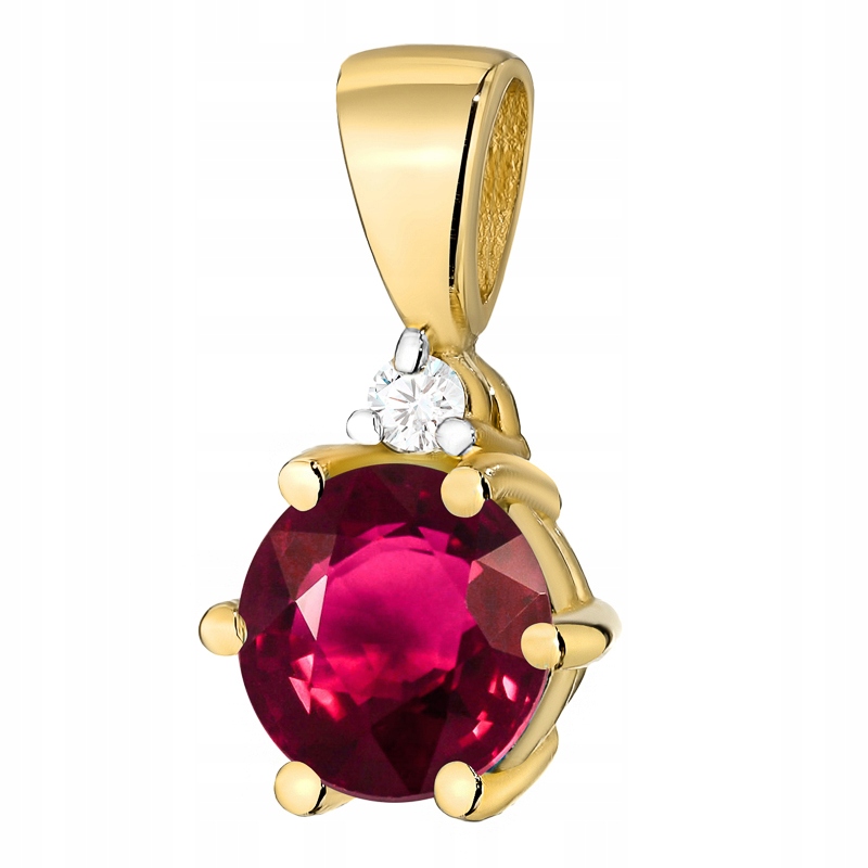Krásný Klasický Zlatý Přívěsek pr. 585 s Rubínem 0,60 ct 14k
