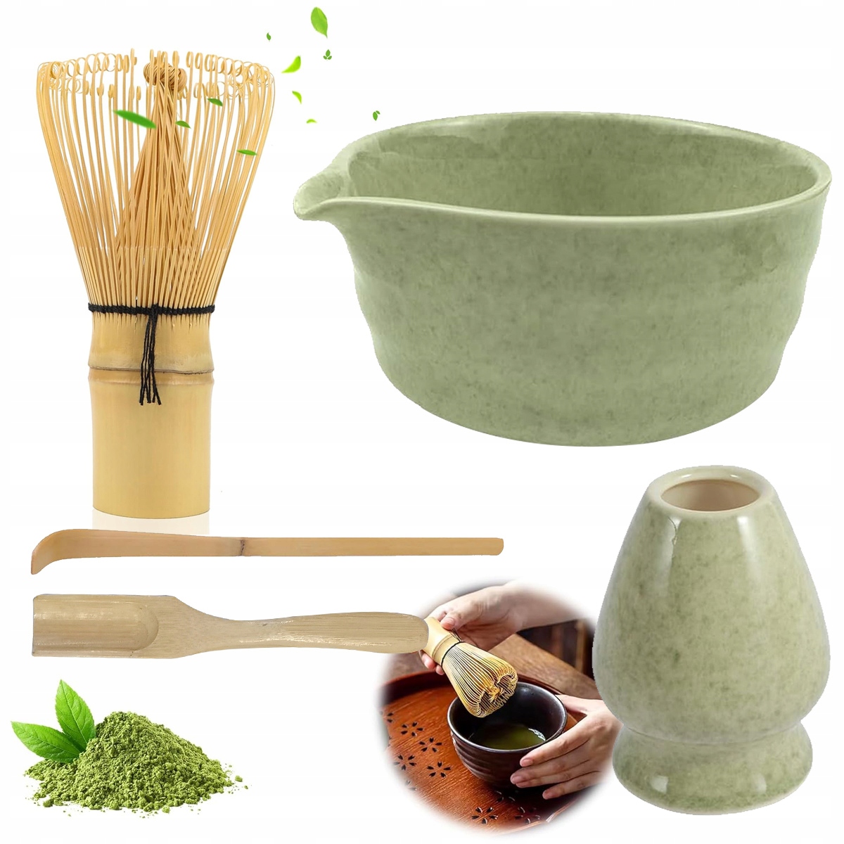 Levně Sada Na Čaj Matcha Bio S Bambusovou Metlou Z Bambusu