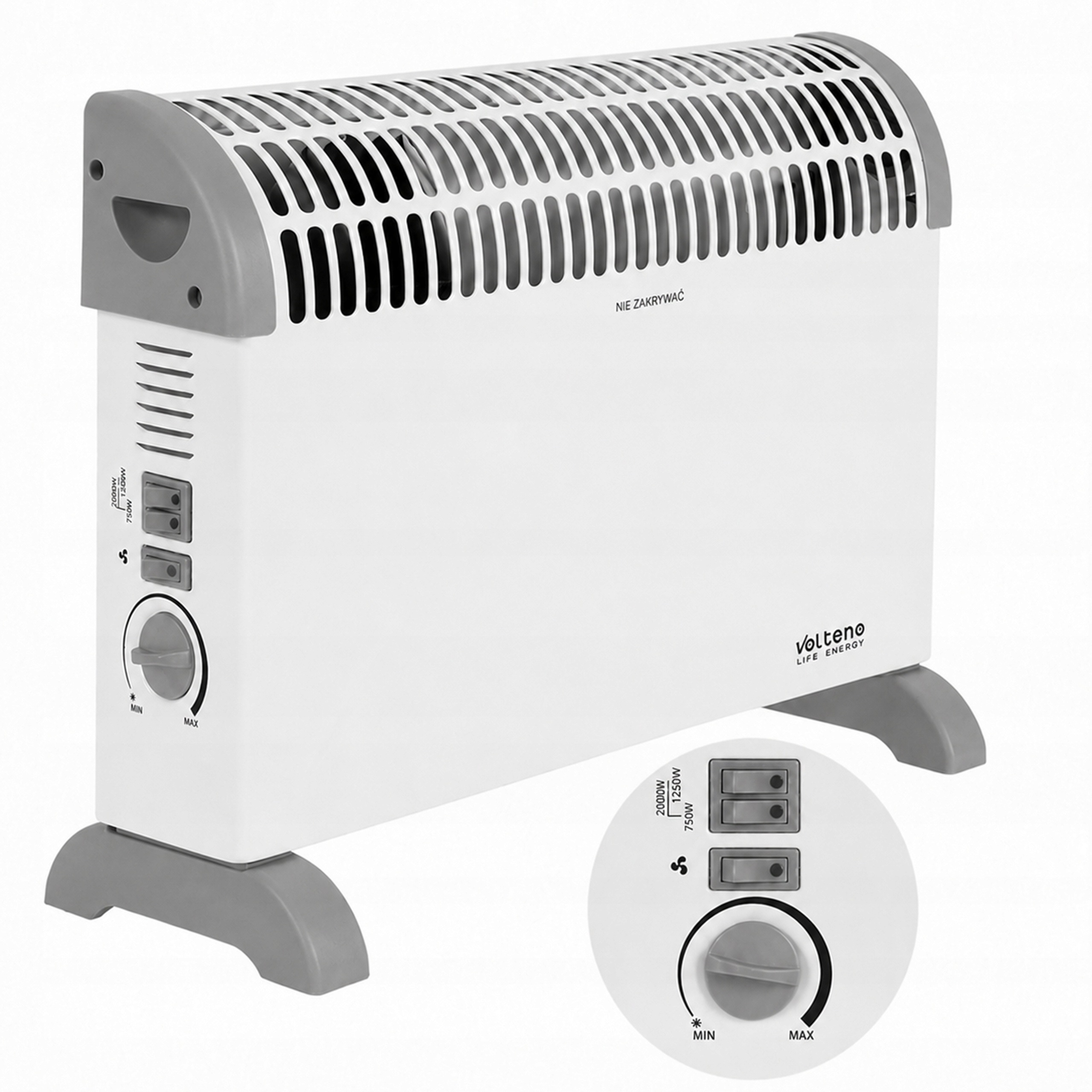 Elektrický Konvektorový Termostat 3 Režimy 750 W 1250 W 2000 W Přívod Vzduchu