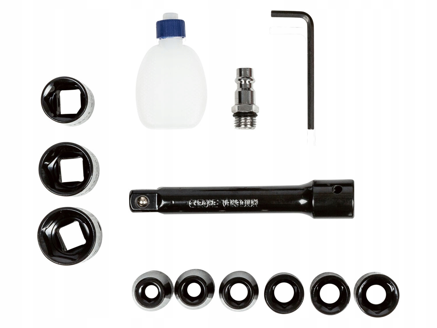 Klucz udarowy pneumatyczny 1/2" 310 Nm + nasadki Maksymalny moment obrotowy 310 Nm