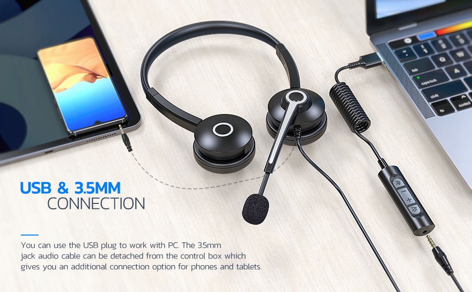 NULAXY NAUSZNY ZESTAW SŁUCHAWKOWY PC Z MIKROFONEM Długość przewodu 2.2 m