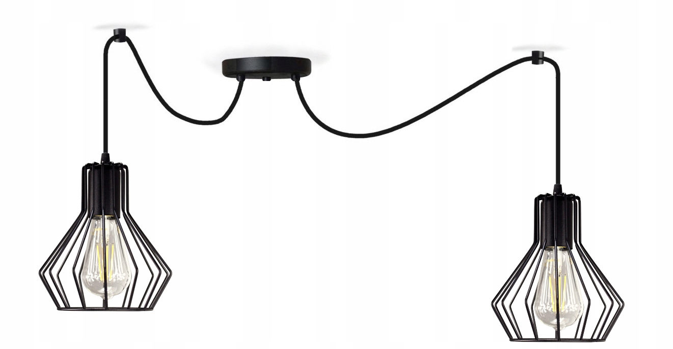 Pająk Lampa wisząca Sufitowa regulowana druciana Bell 2 czarna można Led