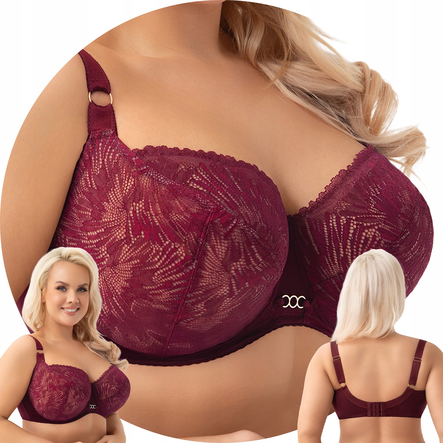 Gorsenia K956 Mila bordová krajka Podprsenka soft 80K Měkká