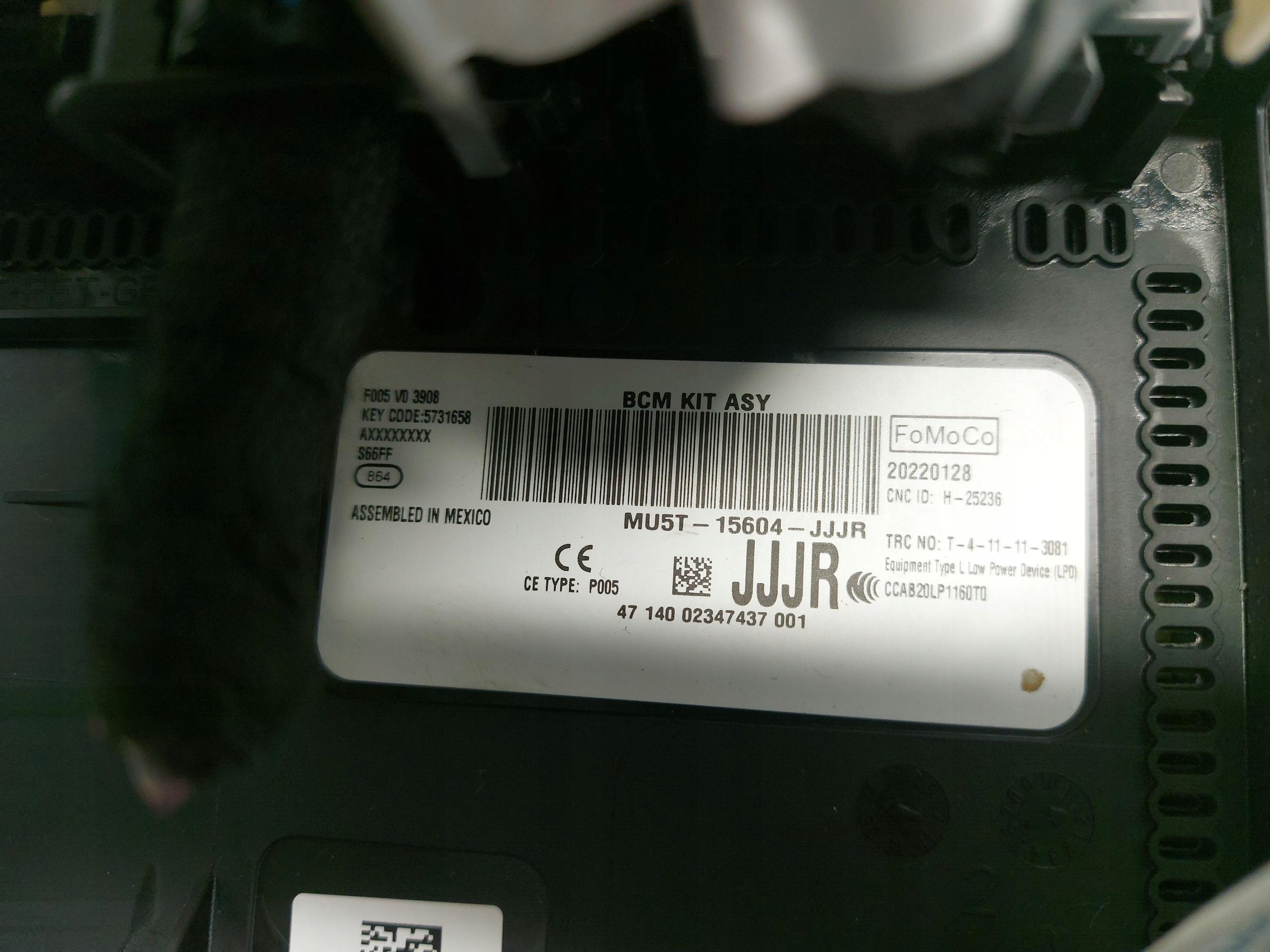 Ford MACH-E modulo Centralina BCM MU5T-15604-JJJR