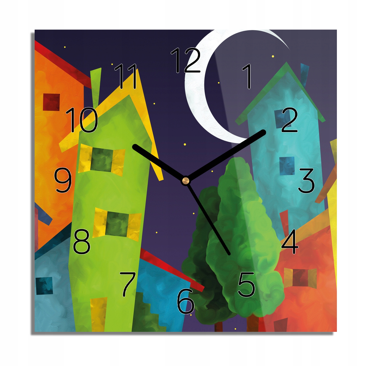 

Domy noc księżyc zegar szklany nowoczesny 30x30