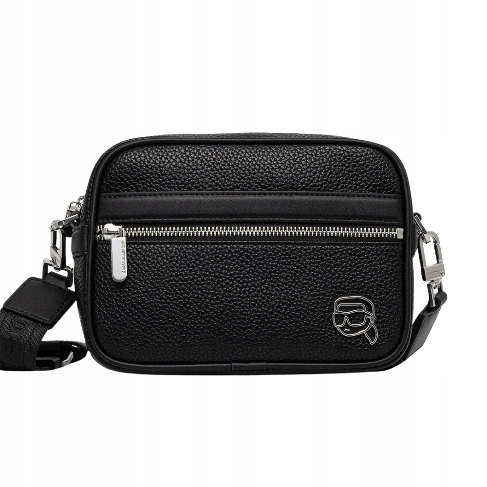 Karl Lagerfeld Černá pánská taška z ekologické kůže s logem Ikon