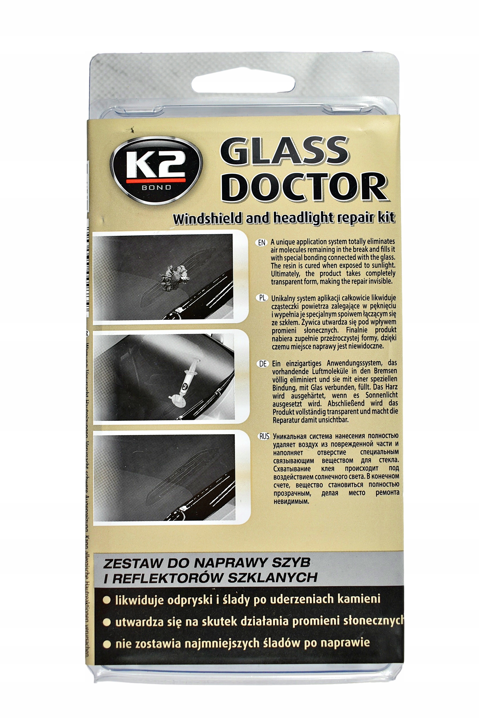 K2 Glass Doctor Zestaw Do Naprawy Szyb Klej Żywica