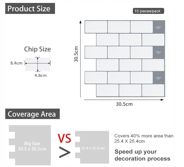 WoStick kuchenne winylowe płytki samoprzylepne 3D Grubość 0 mm