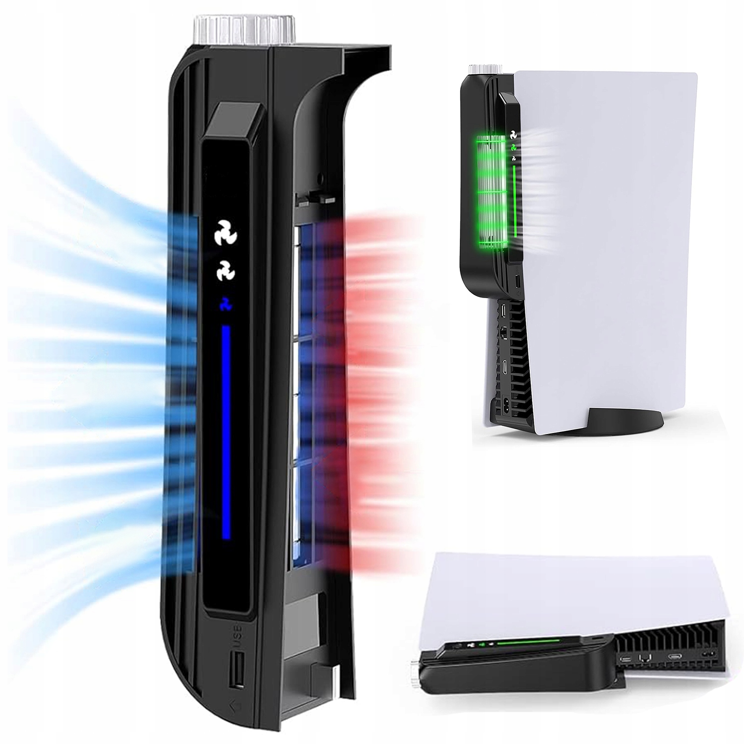 Chłodzenie Konsoli PS5 Z Portem Usb I Wskaźnikiem Led 3 Poziomami