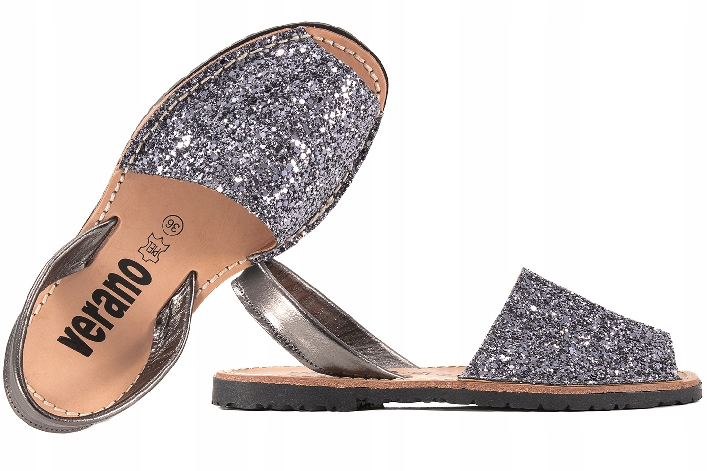 Verano 275 Dámské Sandály Španělské brokátové grafitové 36