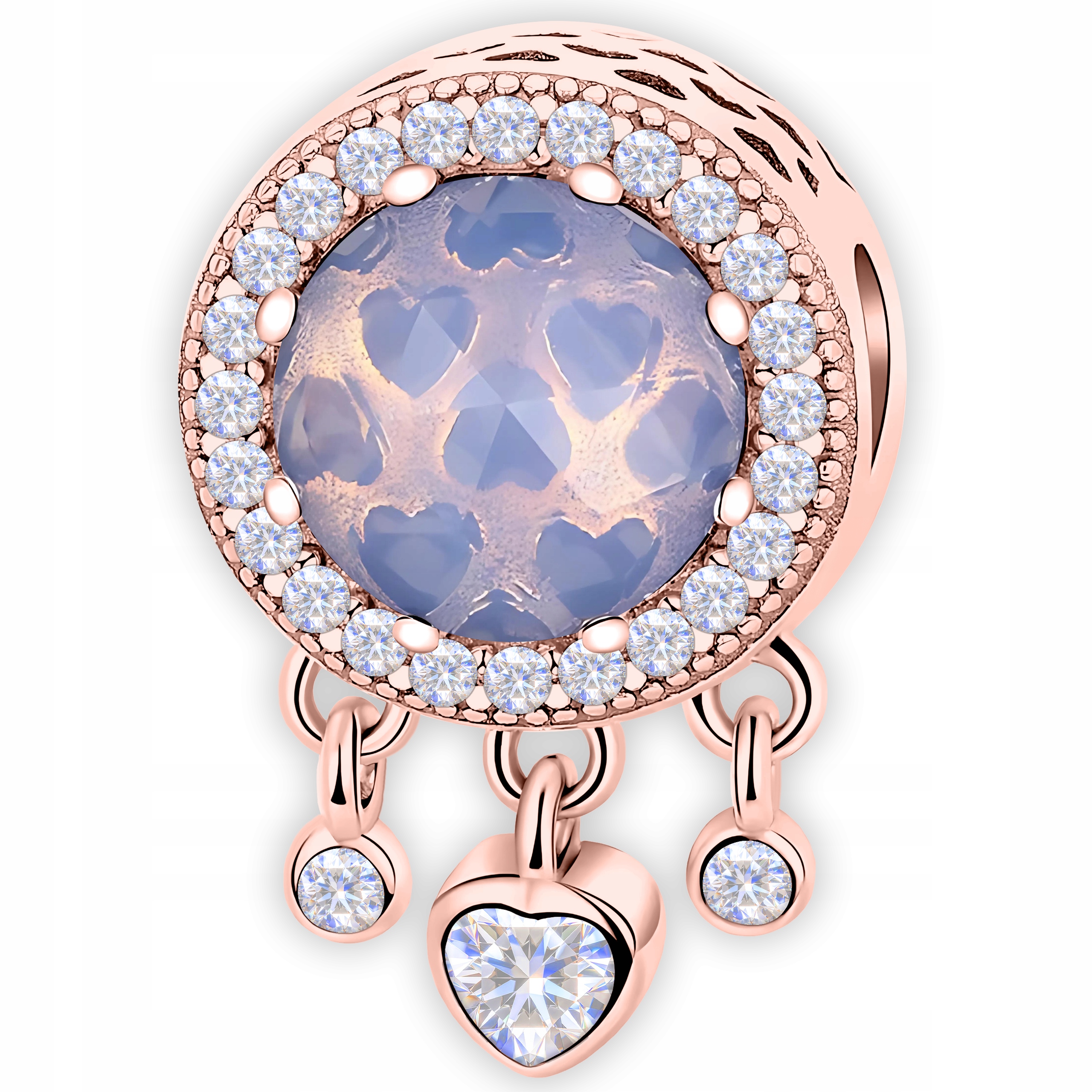 Charms Pozlacený Kulatý korálek Přívěsek se srdíčky Zirkony Stříbro 925