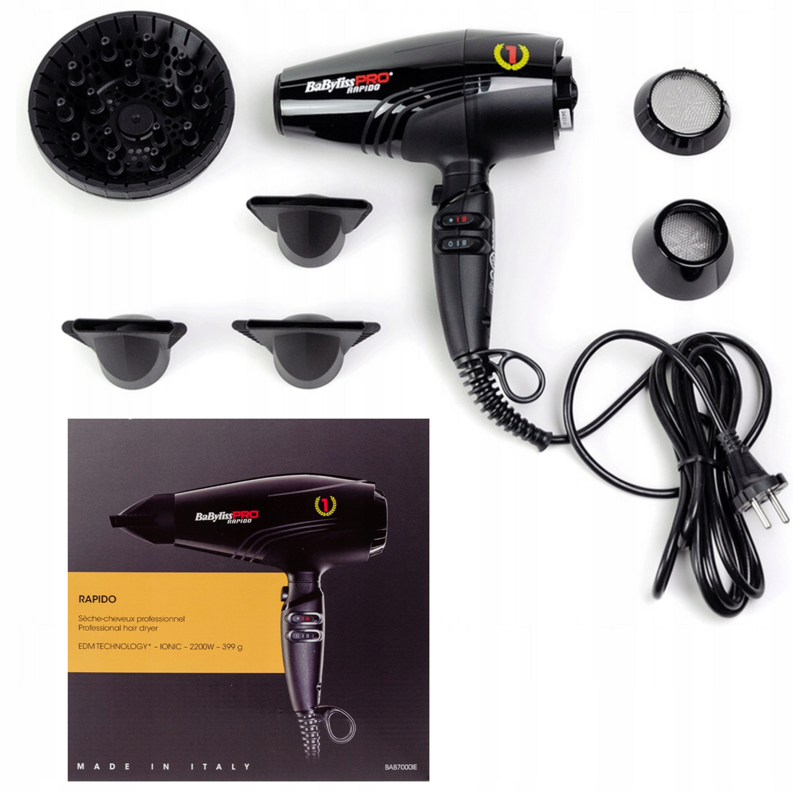 Babyliss Pro Suszarka do Włosów Rapido 2200W Ultra Jonizacja Zimny Nawiew