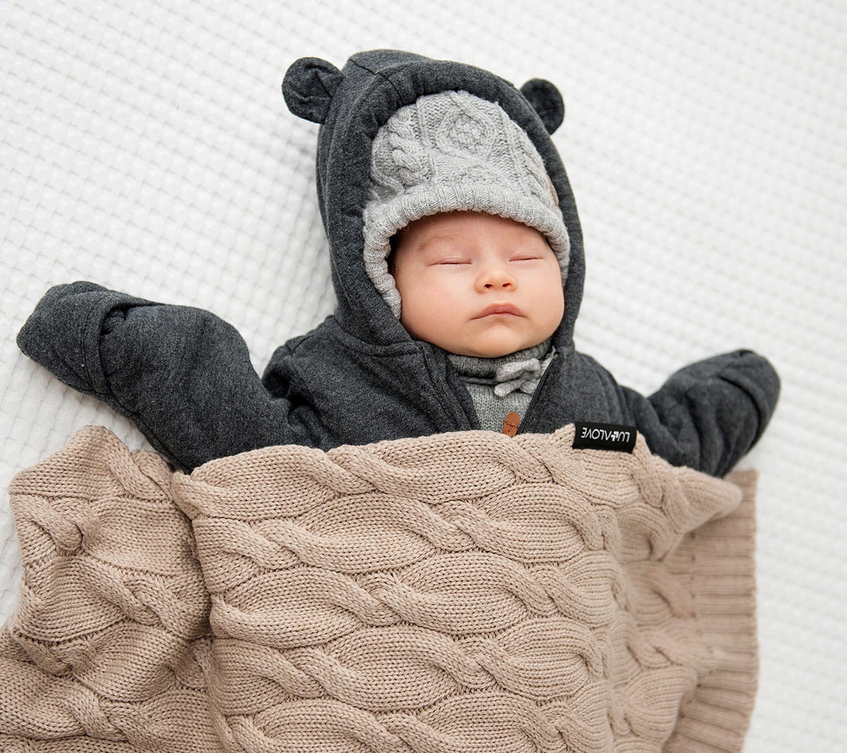 LULLALOVE Kocyk z WEŁNY MERINO 80x100 beżowy Marka Lullalove