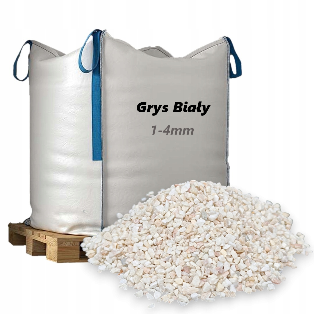 Grys Biały 1-4mm Naturalny Kamień Ogrodowy Ozdobny Ścieżki Alejki 1000kg