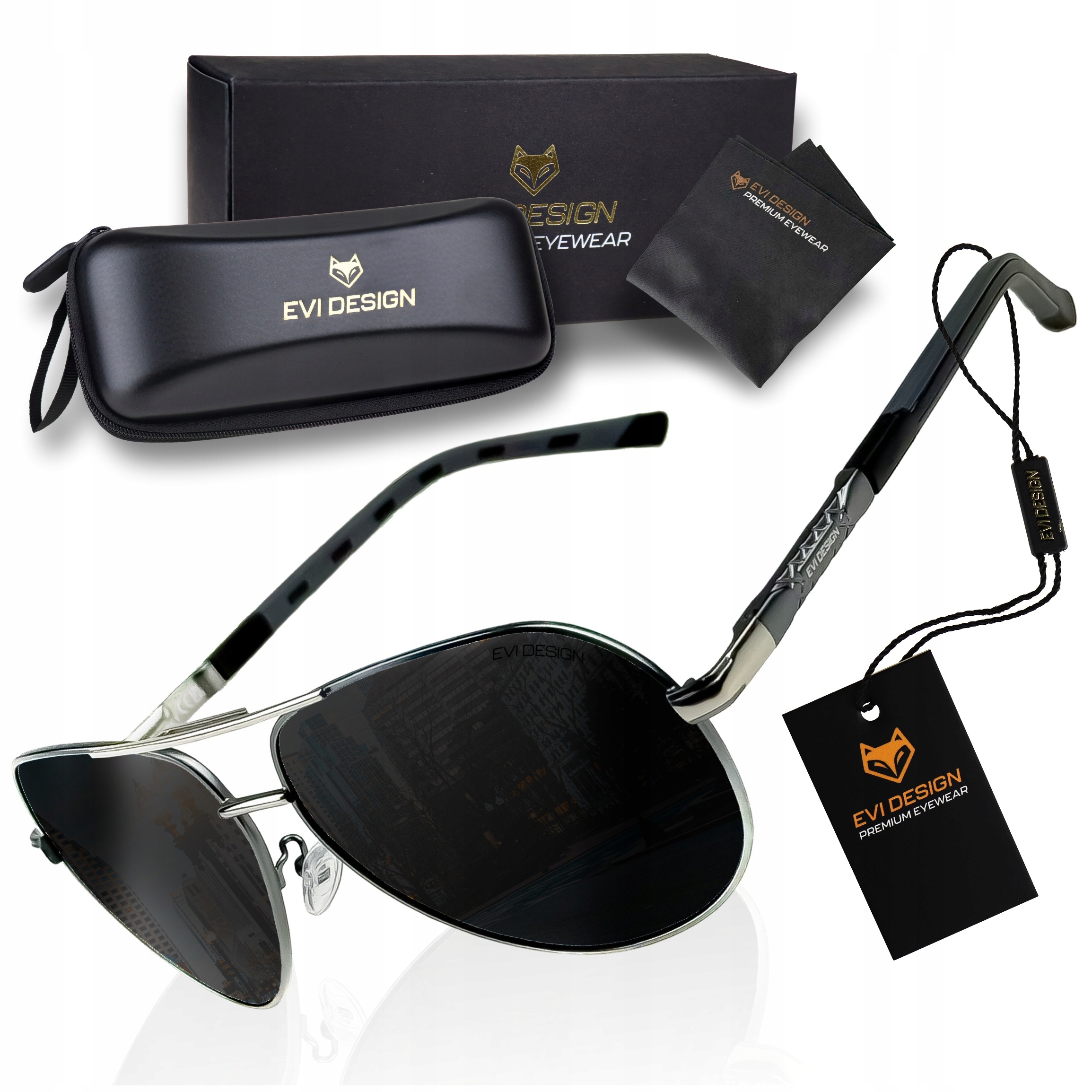 Солнцезащитные очки мужские Авиатор поляризованные авиаторы UV400 чехол