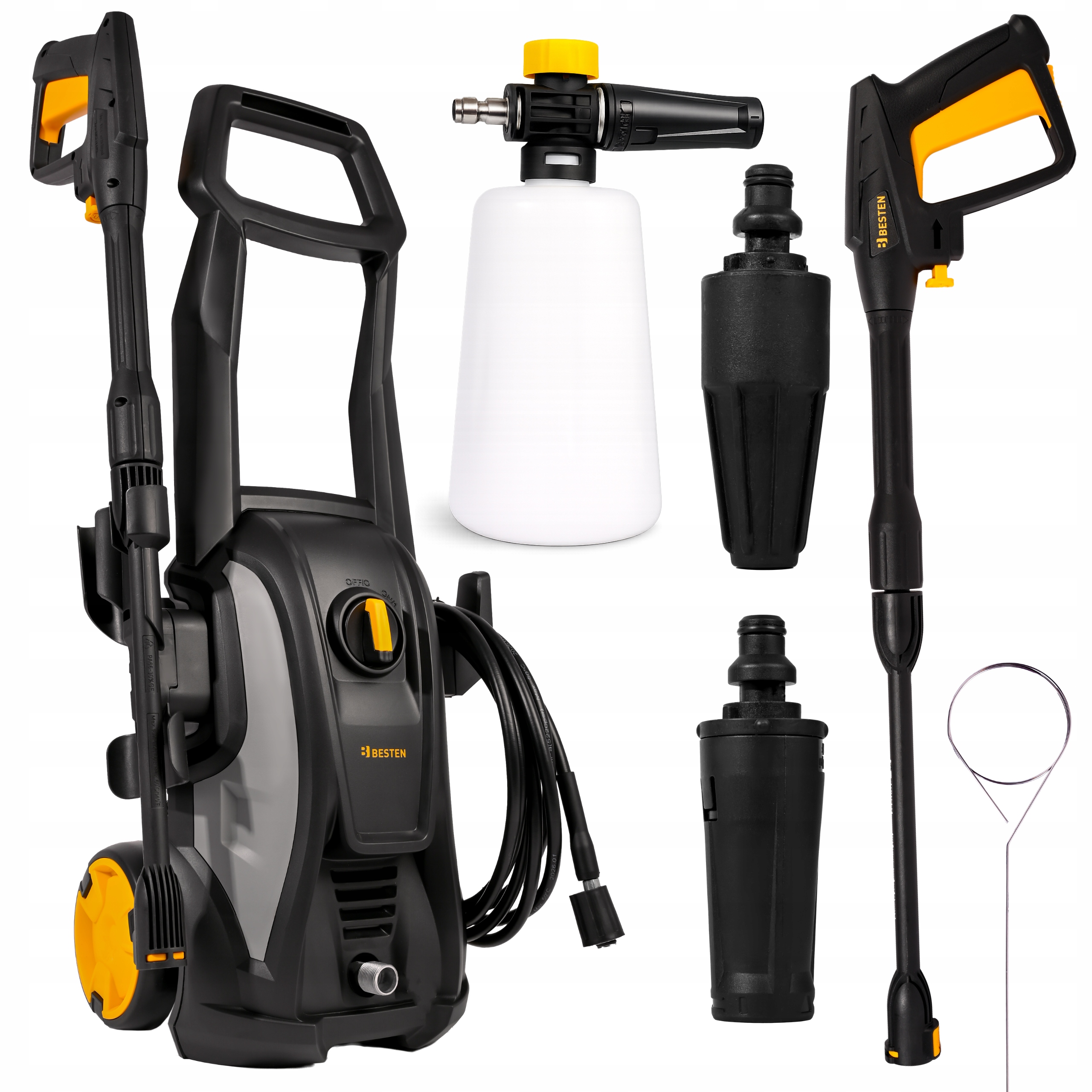 Výkonná Tlaková Myčka 135 bar Hliníková Pumpa 1600 W Besten Sada Turbo