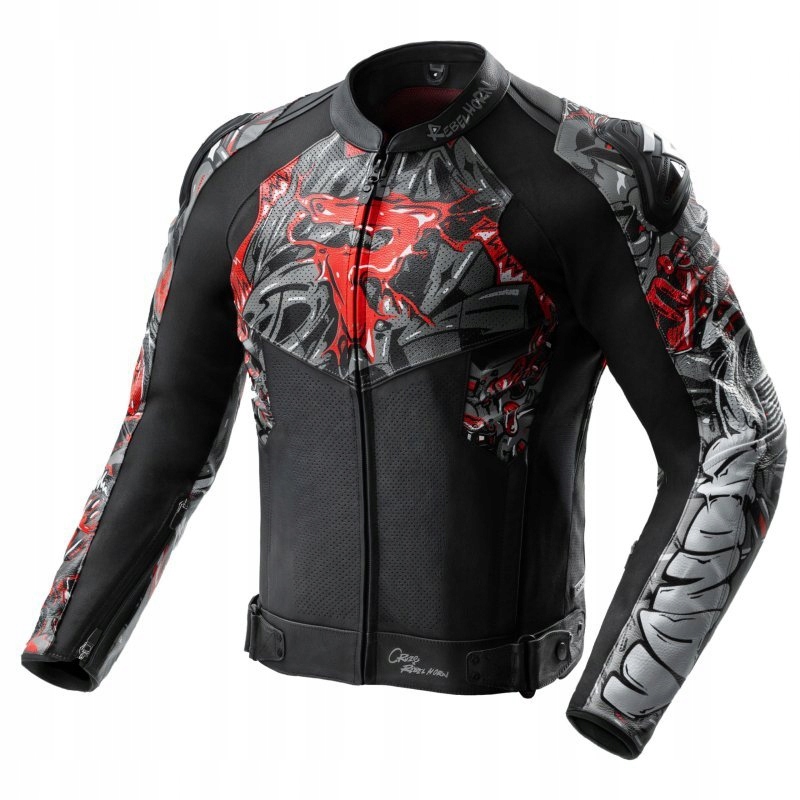 Kožená Motocyklová Bunda Rebelhorn Vandal 2 Cruze Black Dark Grey Red 62