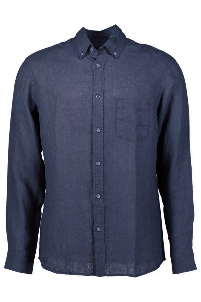 S4 Velké Rozměry Lněná Košile 100% Len Casual Námořnická Modrá 7XL 190 cm