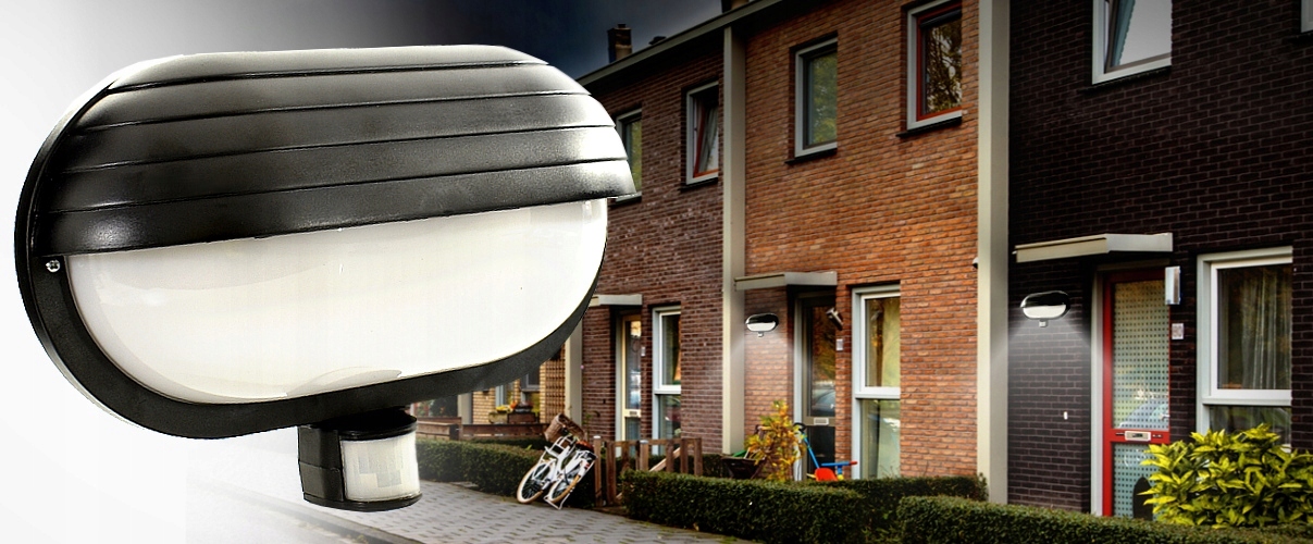 ZEWNĘTRZNA LAMPA+ŻARÓWKA LED E27 CZUJKA RUCHU Klasa ochronności I