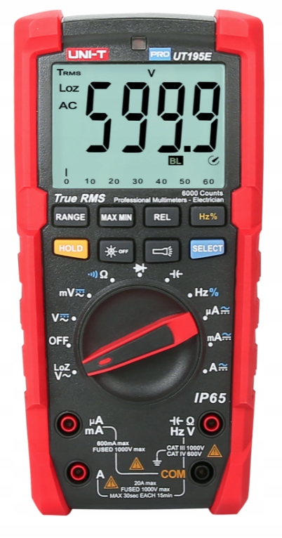 Uni-T UT195E Pro Multimeter True Rms 1000V 20A IP65
