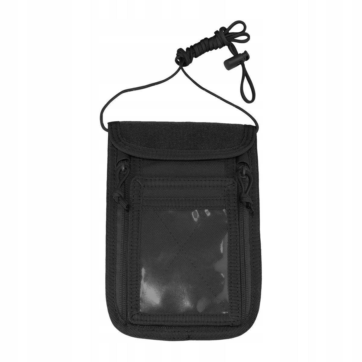 Torebka identyfikacyjna Czarna Camo ID na szyję paszportówka organizer
