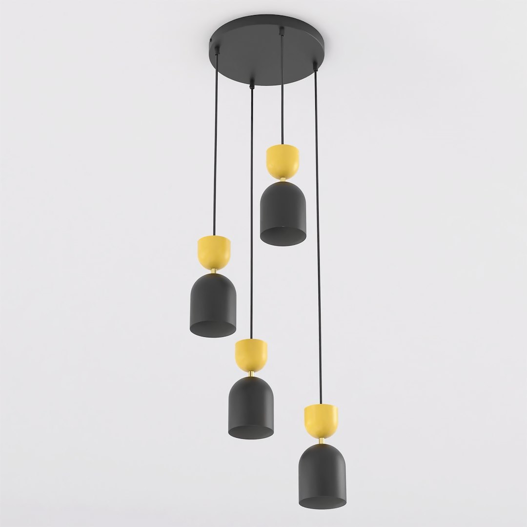 Závěsná lampa Gaudi 3-bodová černo-oranžová E14