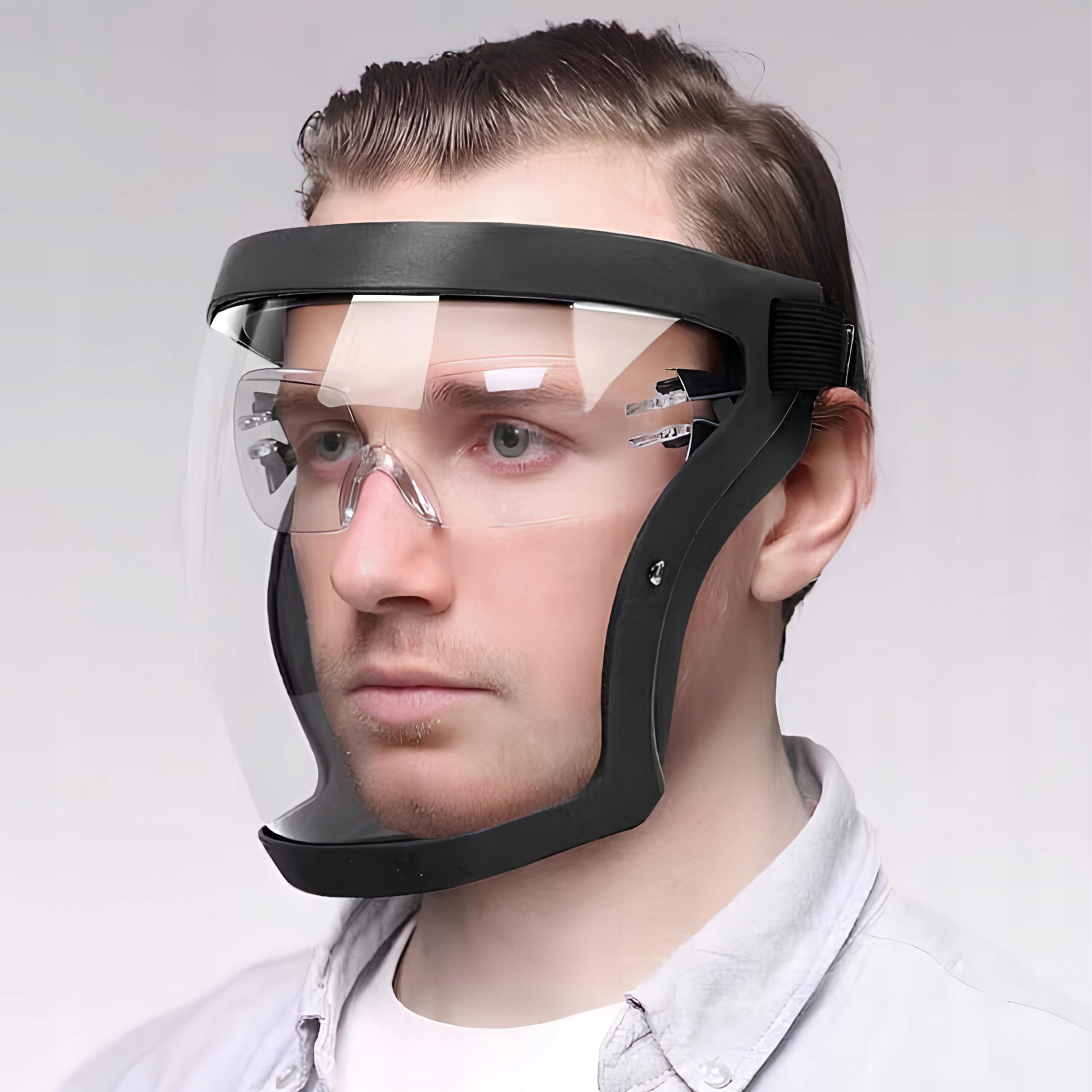 MASKA OCHRONNA DO TWARZY PRZYŁBICA Z SZYBĄ PCV Rodzaj nagłowna (zakładana na głowę)