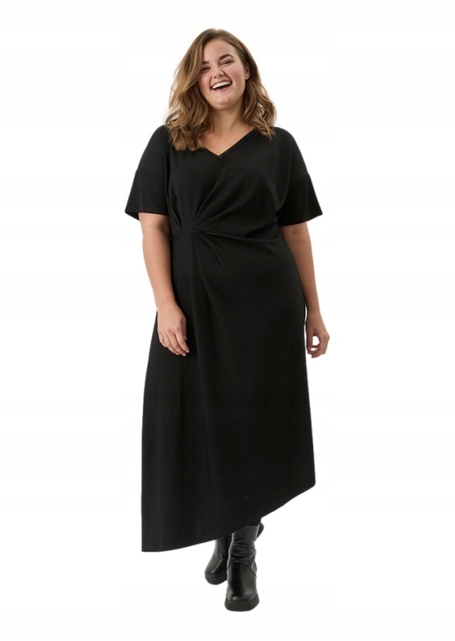Adia Elegantní Černá Šaty S Řasením A180 40