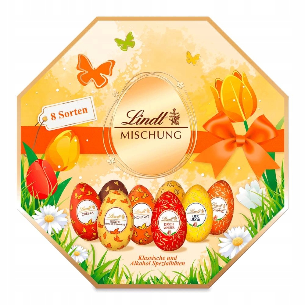 Levně Lindt Velikonoční vajíčka Mix 8 příchutí 288 g