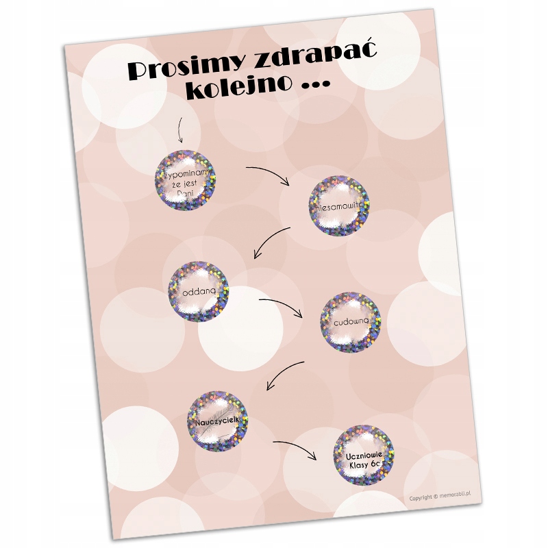 KARTKA ZDRAPKA podziękowanie dla nauczycielki Rodzaj inny