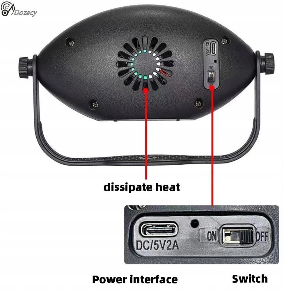 6 OTWORÓW 72 WZORY LASEROWE ŚWIATŁO DYSKOTEKOWE SCENICZNE ŚWIATŁA Z WTYCZKĄ Informacje o bezpieczeństwie CE